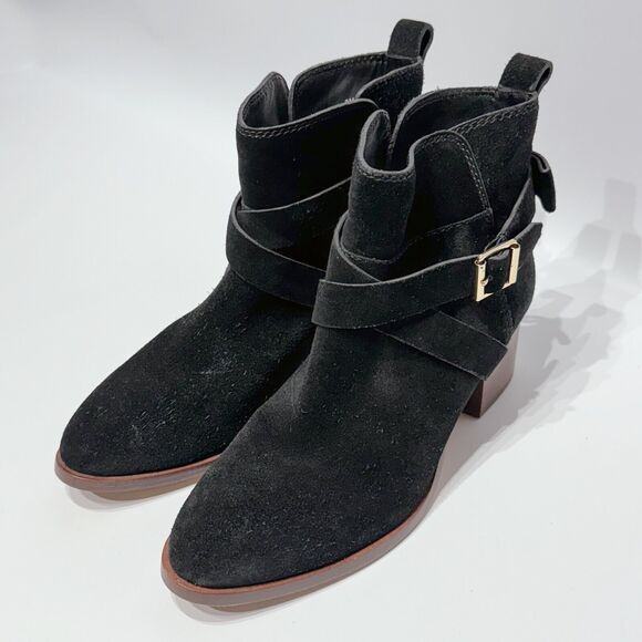 Kate Spade Polly Black Suede Buckle Strap Ankle Booties Boots Women’s Size 8M - Picture 3 of 16
